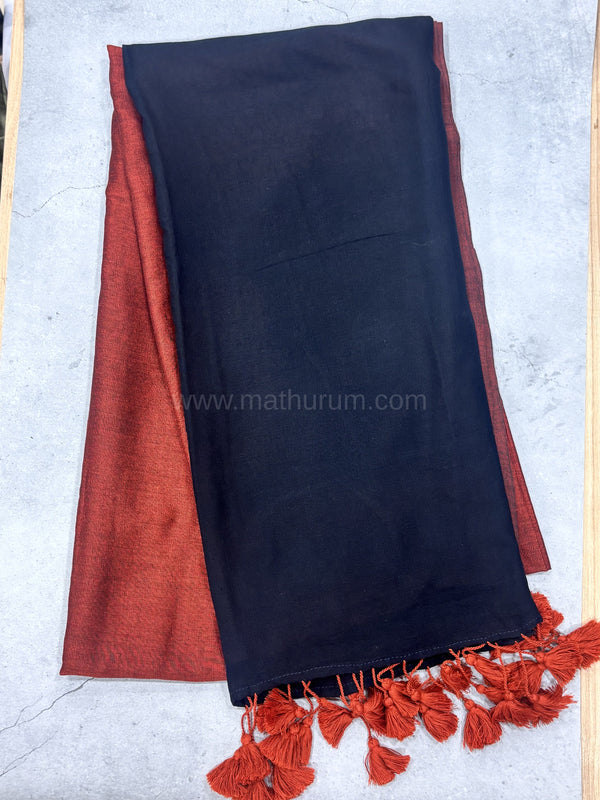 Kaarigai- Modal Cotton Rust/Black Saree