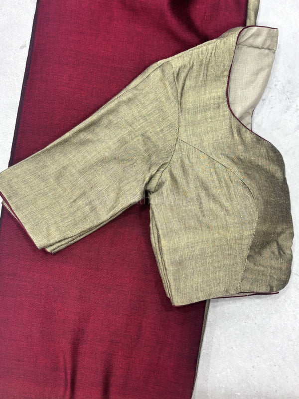 Kaarigai- Modal Cotton Maroon/ Rasagulla Saree