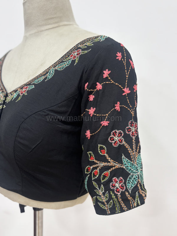 Isha- Black Embroidery Blouse
