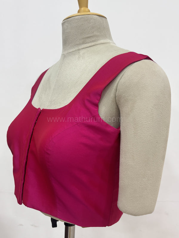Sakki-Dark Pink Blouse (Attachable Sleeves)