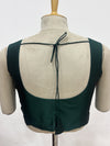 Sakki-Bottle Green Blouse (Attachable Sleeves)