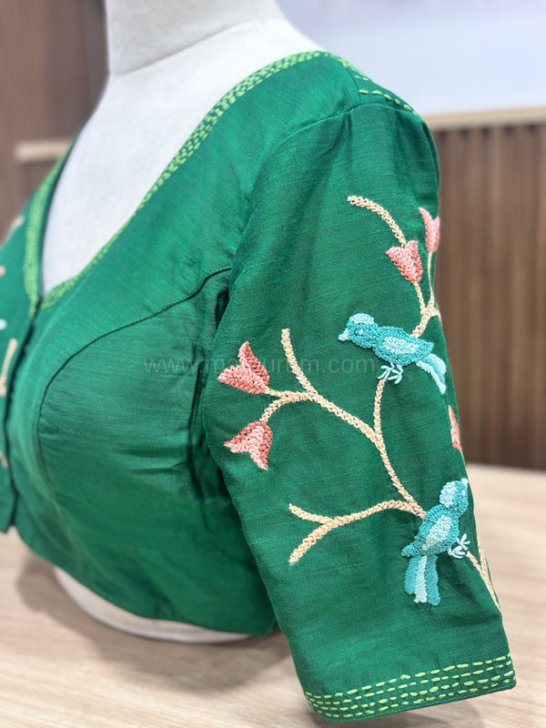 Tanvi- Green Embroidery Blouse