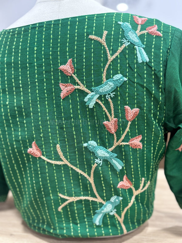 Tanvi- Green Embroidery Blouse