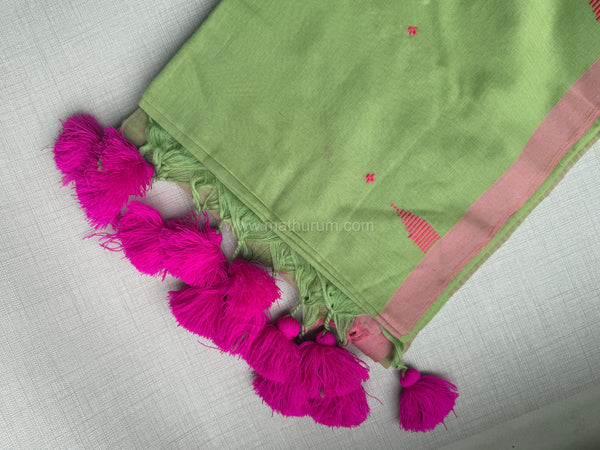 Venba - Green/Pink Cotton Saree
