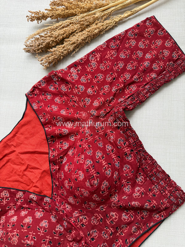 Daily Flex- Maroon Small Floral Strechable Blouse