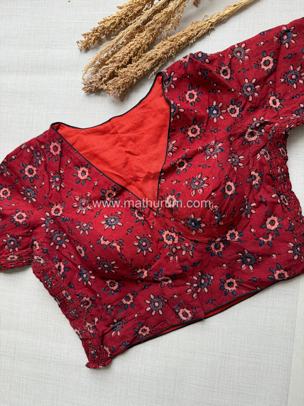 Daily Flex- Maroon Big Floral Strechable Blouse