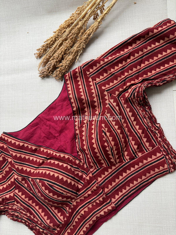 Daily Flex- Maroon Stripe Strechable Blouse