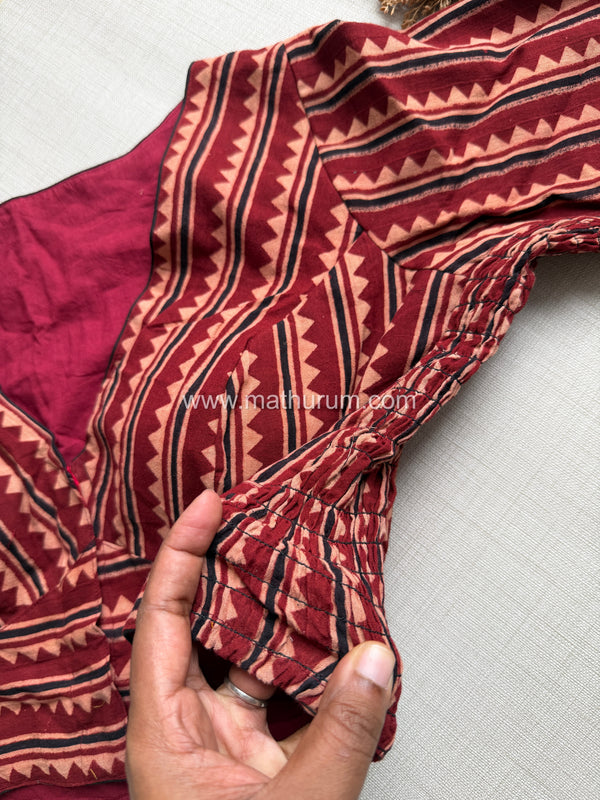Daily Flex- Maroon Stripe Strechable Blouse