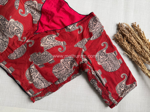 Daily Flex- Maroon Elephant Strechable Blouse
