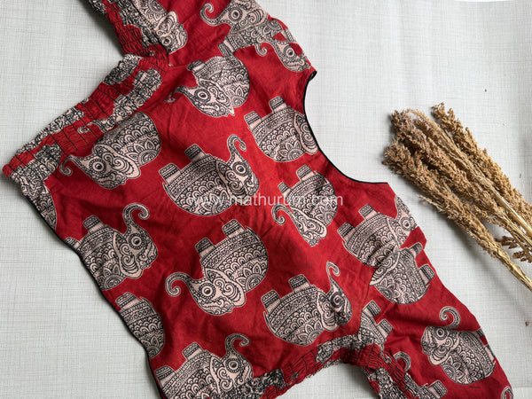 Daily Flex- Maroon Elephant Strechable Blouse