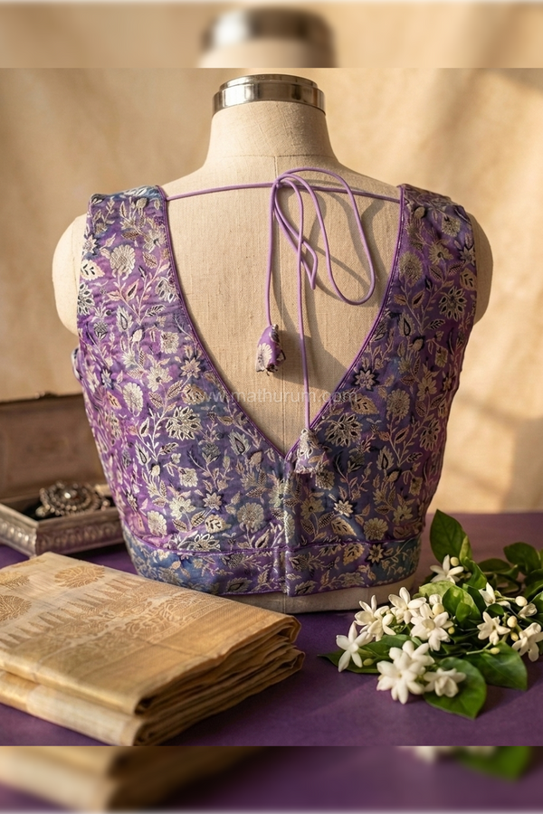 Madhuri - Violet Blouse (Attachable Sleeves)