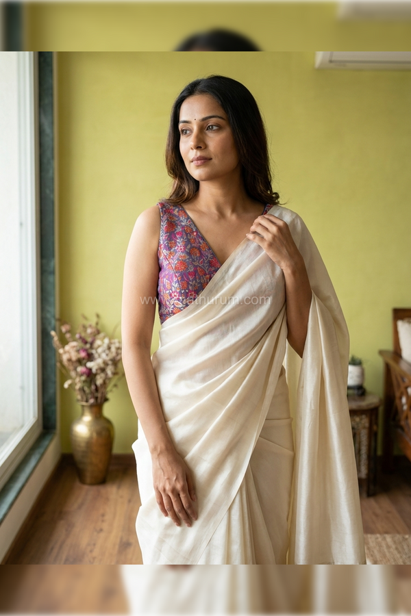 Madhuri - Blue Blouse (Attachable Sleeves)