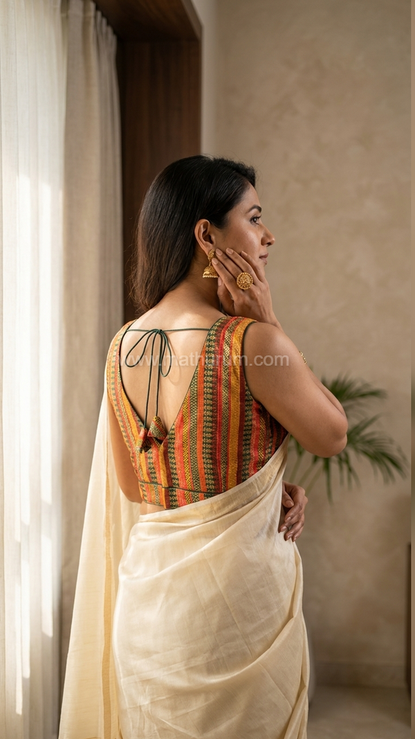 Tharigai- Green Blouse (Attachable Sleeves)