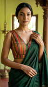 Tharigai- Green Blouse (Attachable Sleeves)