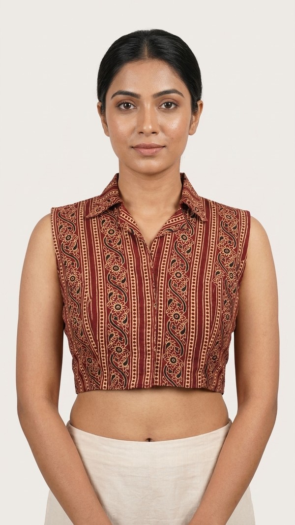 The Thari Edit- Maroon Blouse (Attachable Sleeves)