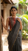 The Thari Edit- Rust Blouse (Attachable Sleeves)