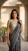 Tanira- Grey Blouse (Attachable Sleeves)