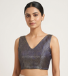 Tanira- Navy Blue Blouse (Attachable Sleeves)