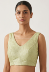 Tanira- Pastel Green Blouse (Attachable Sleeves)