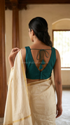 Knotty- Bottle Green Blouse (Attachable Sleeves)