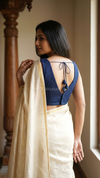 Knotty- Navy Blue Blouse (Attachable Sleeves)